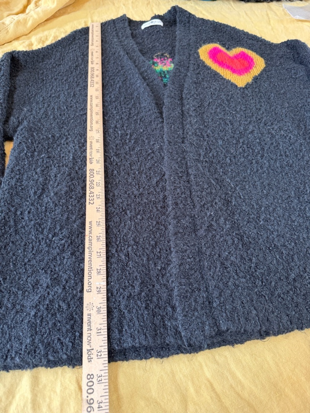 NATURAL LIFE Black L/XL oversized  Sweater Pink, Gold & Teal Heart Floral Motif - Picture 9 of 10
